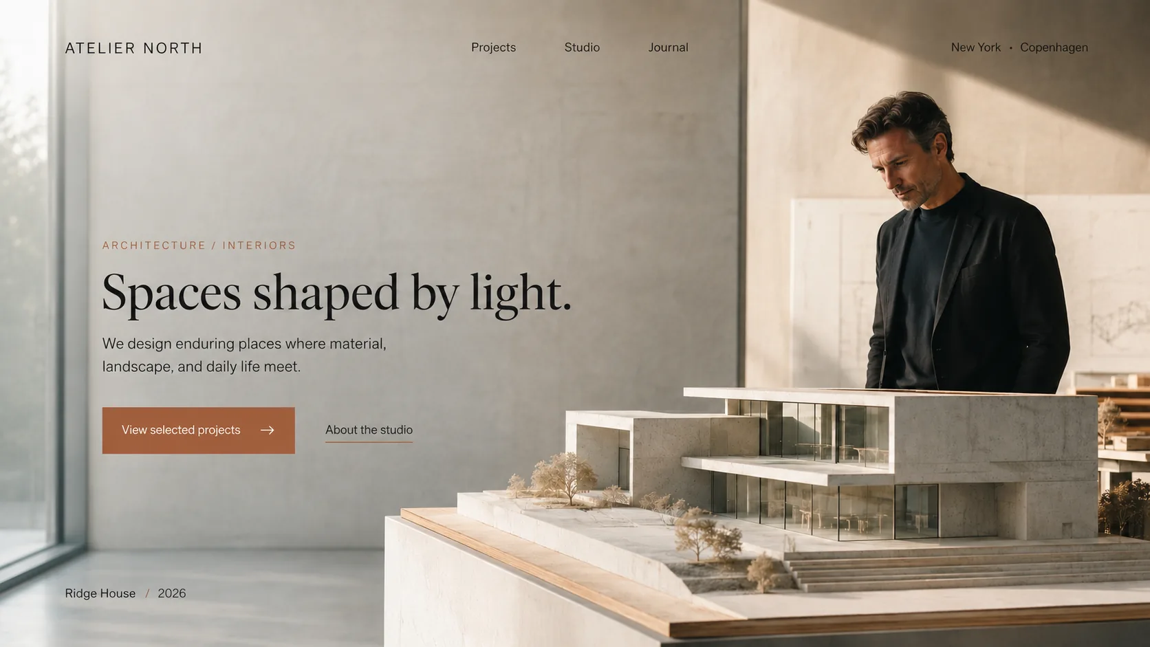 Atelier North professional website template for an architecture studio.