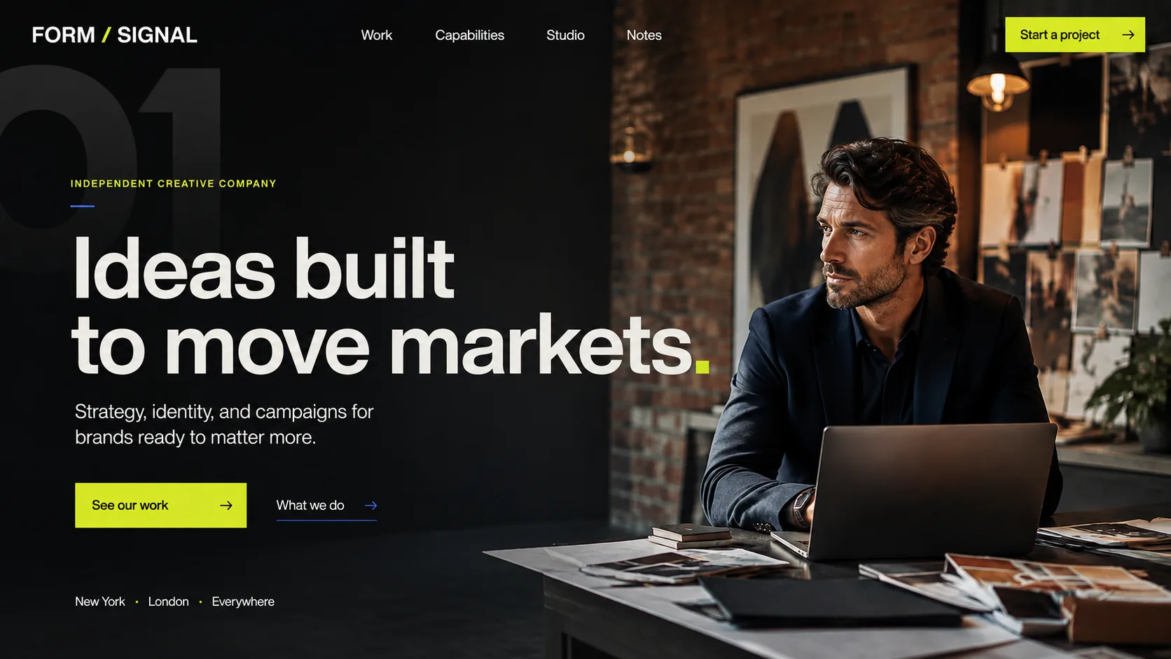 Form Signal professional website template for a creative studio.
