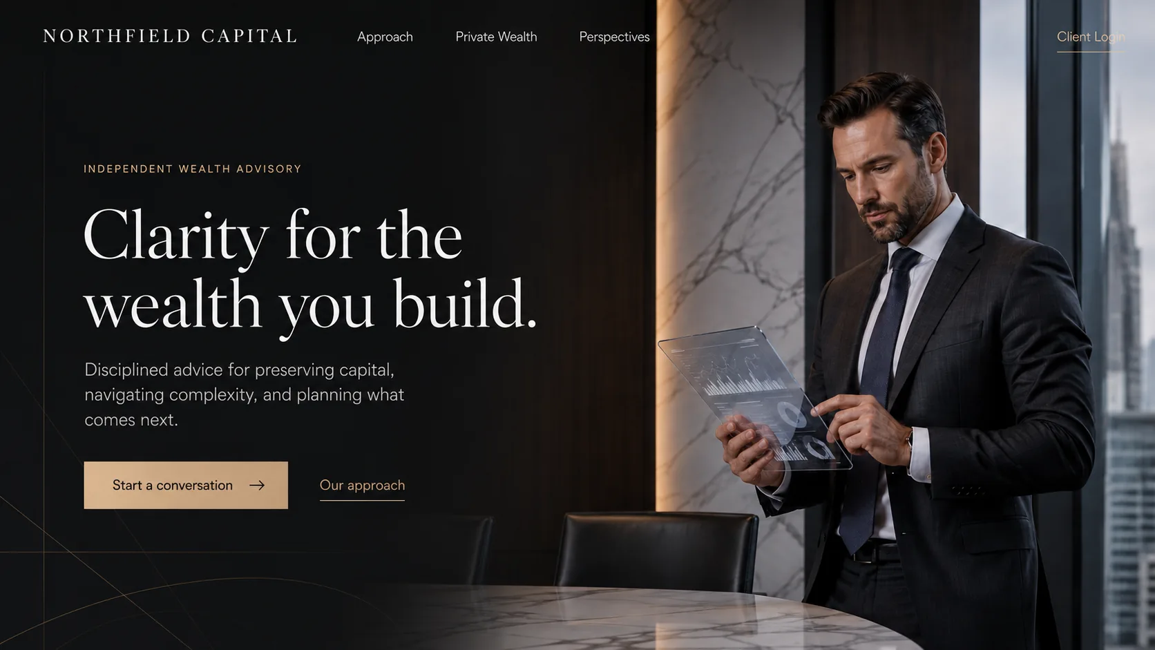 Northfield Capital professional website template for financial advisory services.
