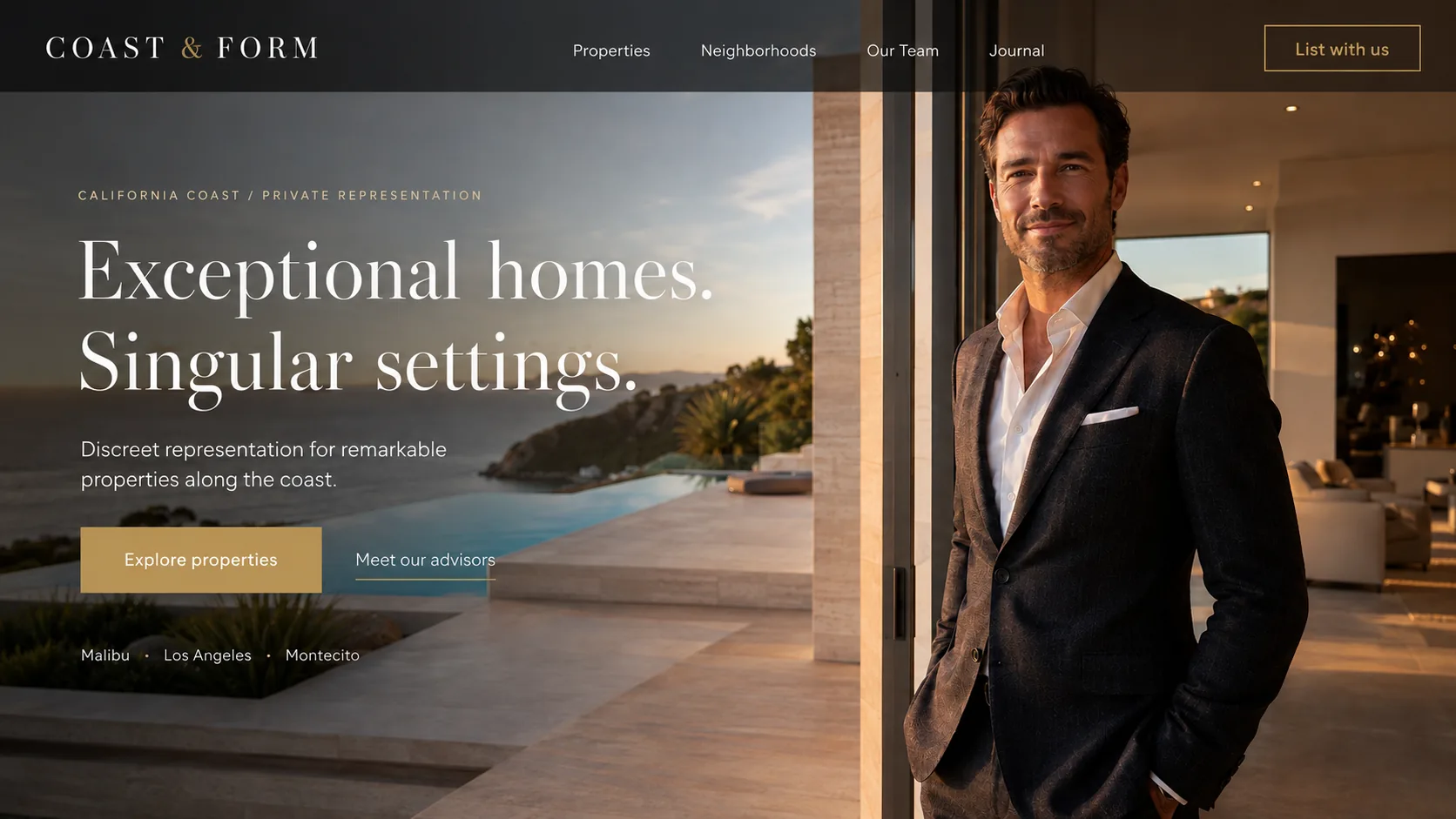 Coast and Form professional website template for real estate advisors.